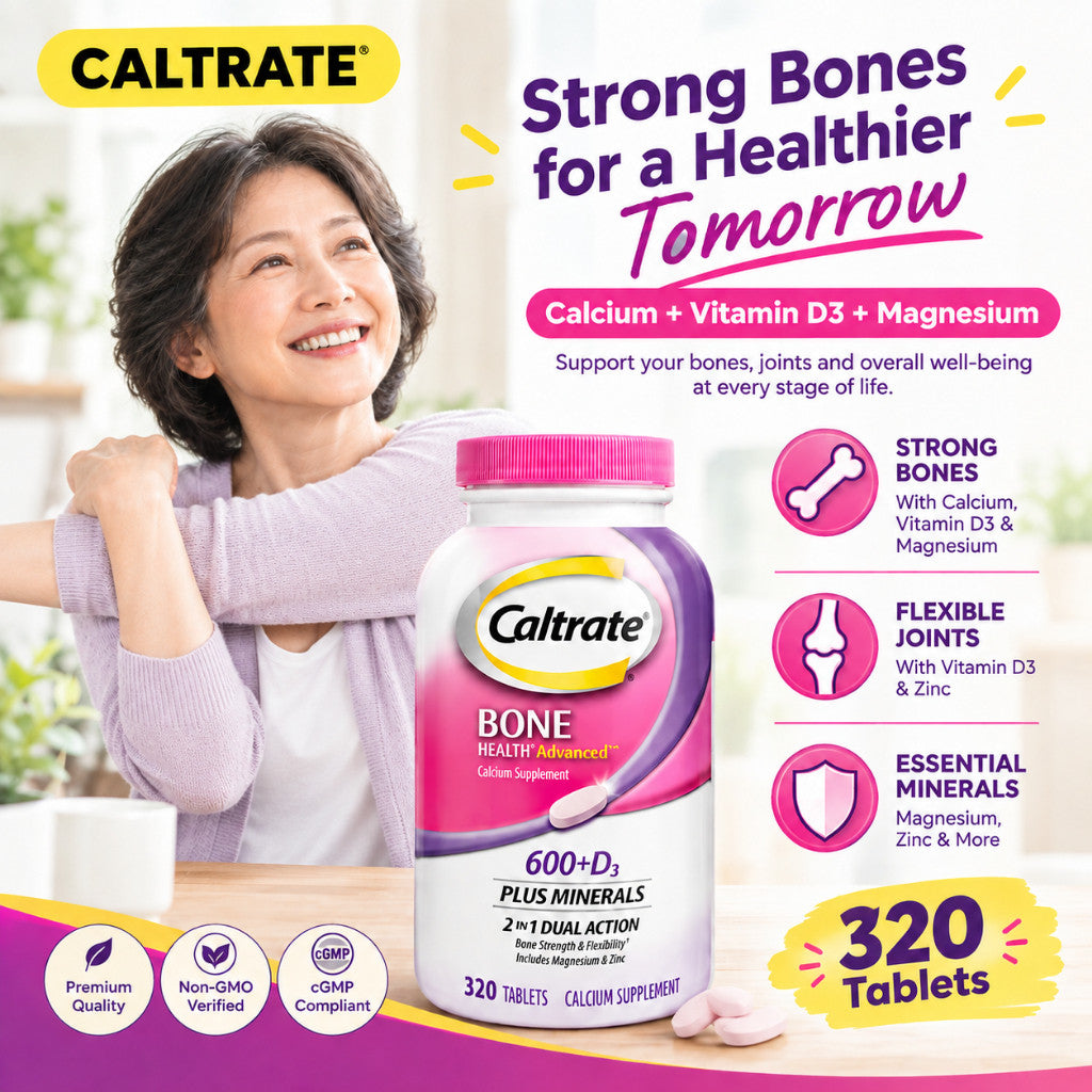 Caltrate Bone, Muscle, Joint Health Advanced Calcium 600+D3 Plus Minerals 320 Tabs *EXP 02/28*