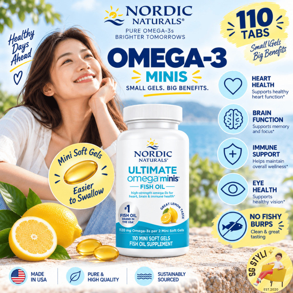 Nordic Naturals Omega-3 Minis 1120 mg Lemon Flavor 110 Tablets Exp 02/2029 EPA DHA Premium