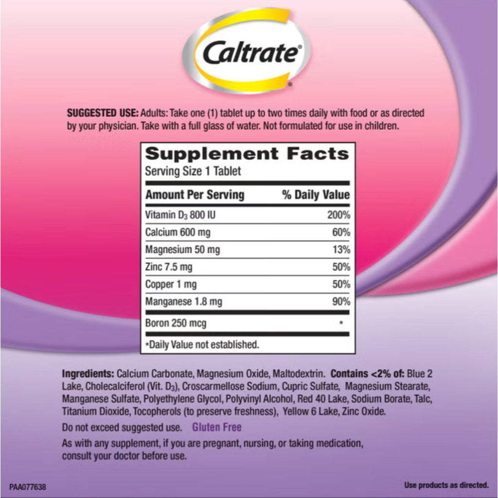 Caltrate Bone, Muscle, Joint Health Advanced Calcium 600+D3 Plus Minerals 320 Tabs *EXP 02/28*