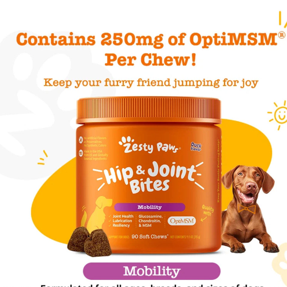 Zesty Paws Hip & Joint (For Limpness, Joint Health & Support), Dog Supplement 90 Chews