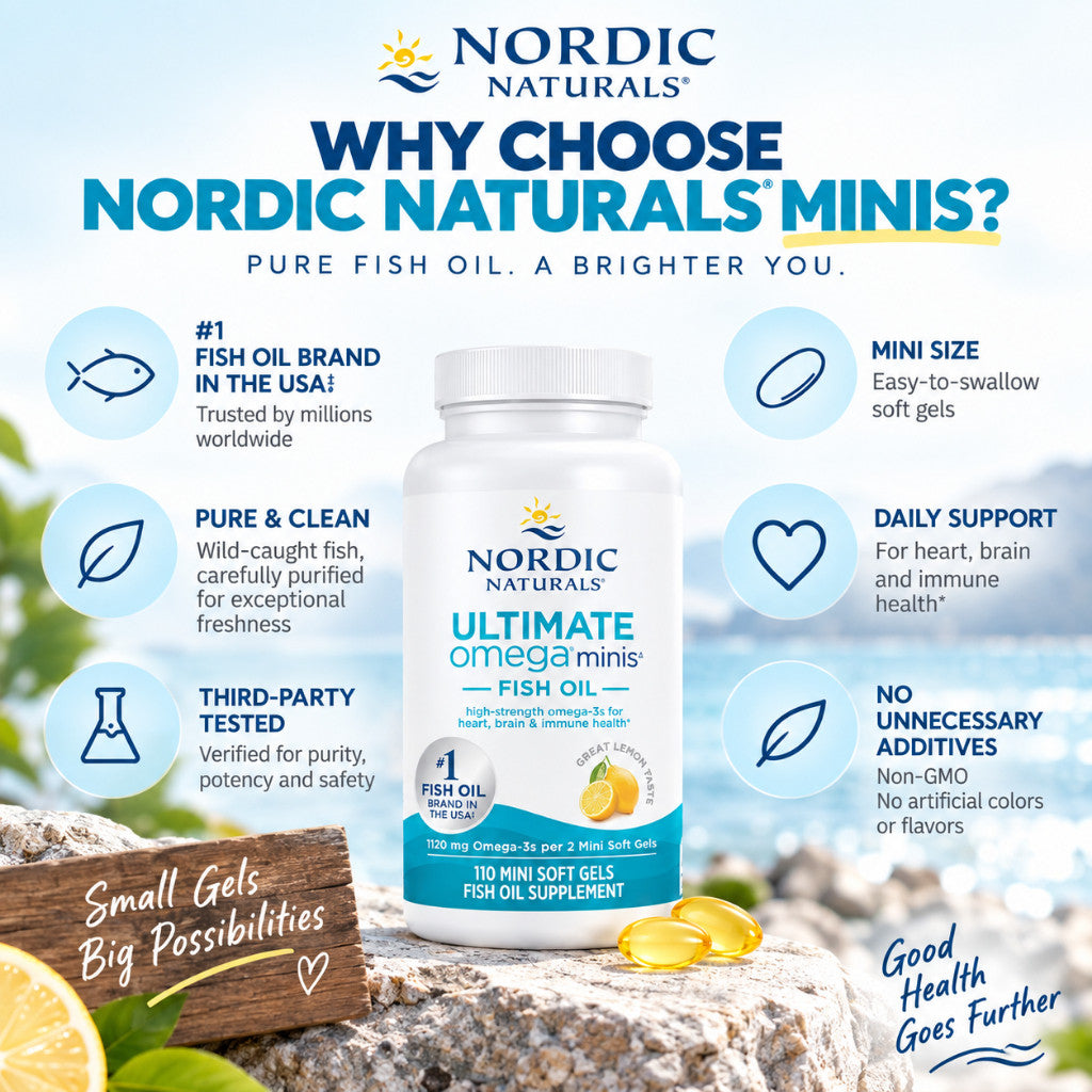 Nordic Naturals Omega-3 Minis 1120 mg Lemon Flavor 110 Tablets Exp 02/2029 EPA DHA Premium