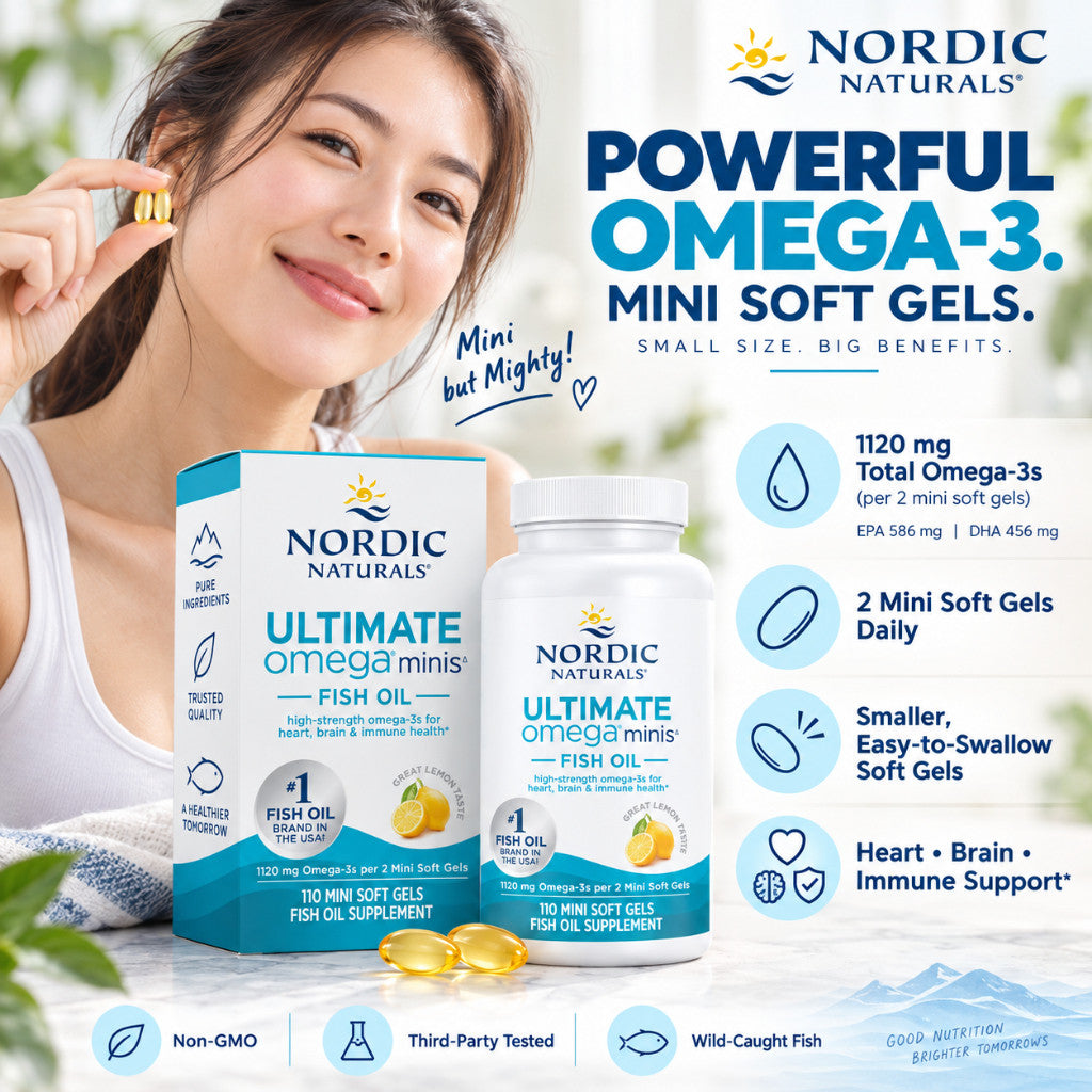 Nordic Naturals Omega-3 Minis 1120 mg Lemon Flavor 110 Tablets Exp 02/2029 EPA DHA Premium