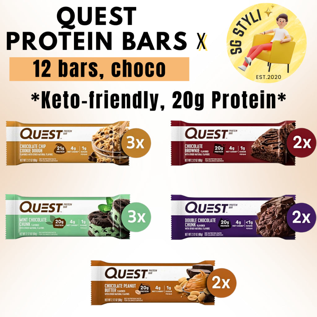 Quest Nutrition Protein 12 Bars Chocolate - Keto Friendly, High Protein