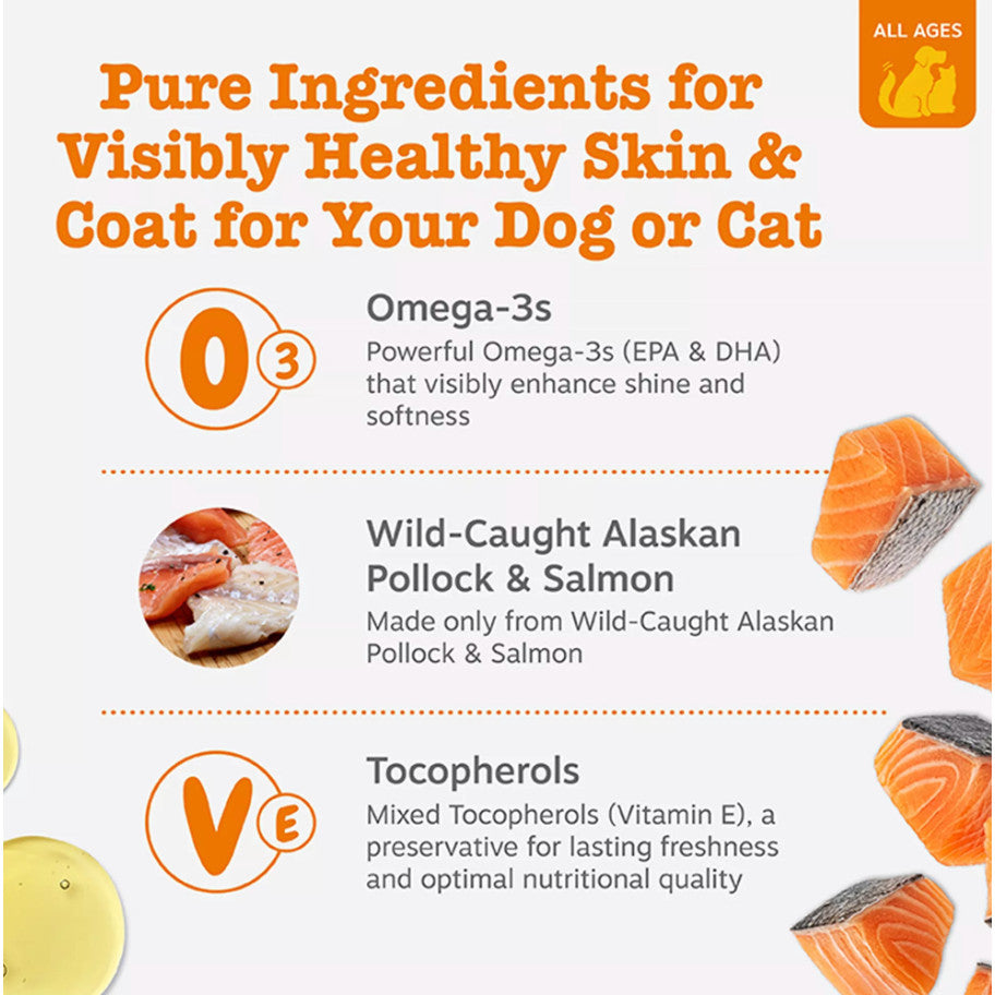 Zesty Paws Pure Wild Alaskan Salmon Oil for Cats and Dogs 32oz/946ml EXP 09/2027