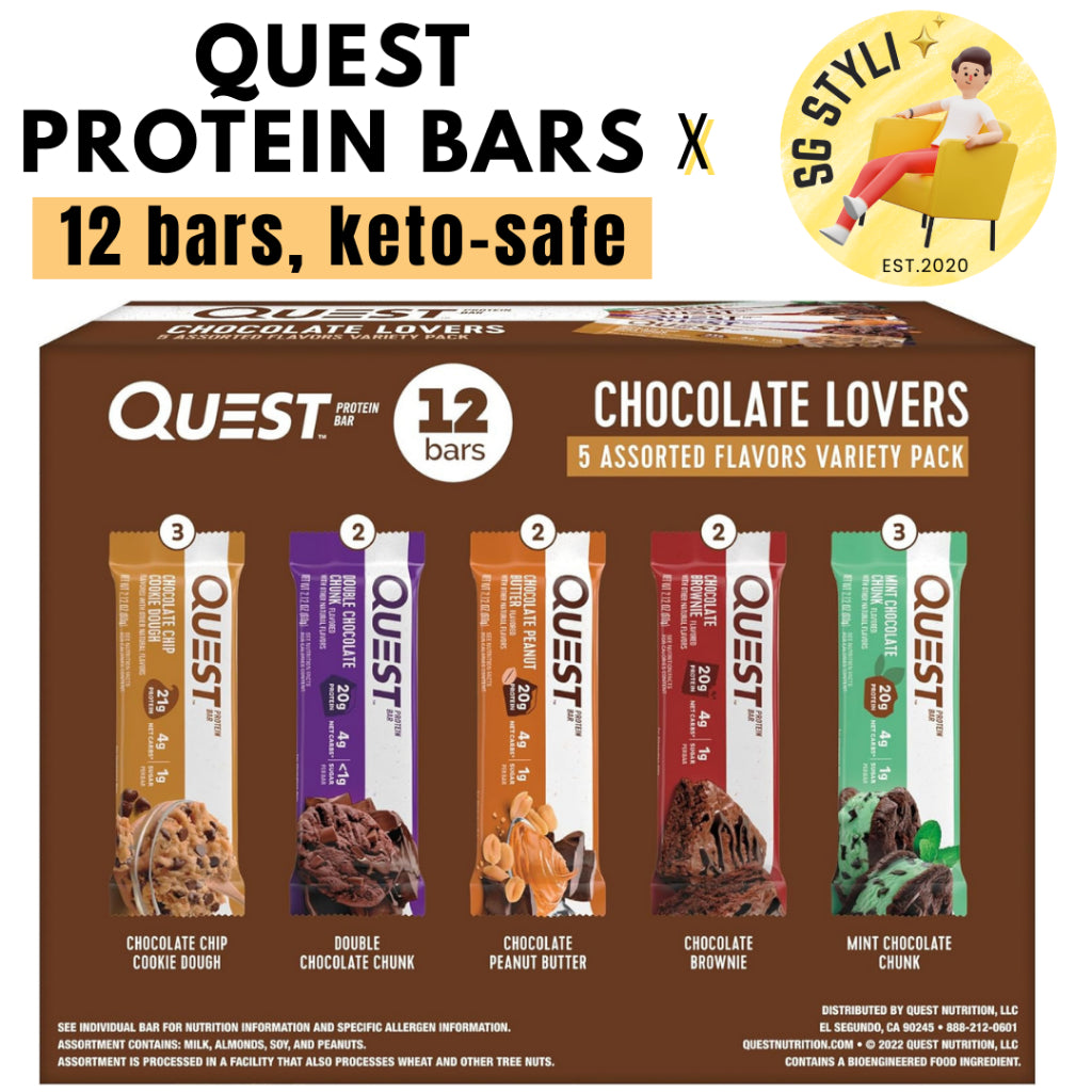 Quest Nutrition Protein 12 Bars Chocolate - Keto Friendly, High Protein