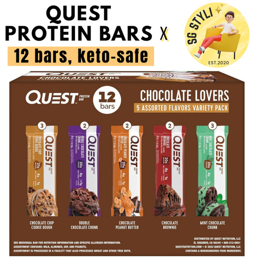 Quest Nutrition Protein 12 Bars Chocolate - Keto Friendly, High Protein