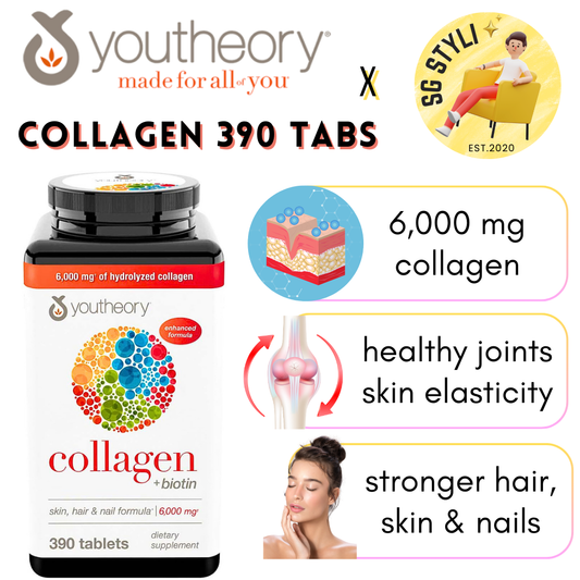 Youtheory Collagen Advanced 390 Tablets + Vitamin C + Biotin / Ashwagandha